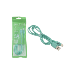 Cable USB IBEK tipo C, 5A, engomado, alta resistencia y flexibilidad.