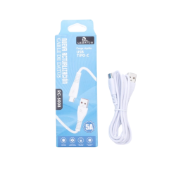 Cable USB, carga rapida, 5A, tipo C. Engomado, flexible alta calidad.