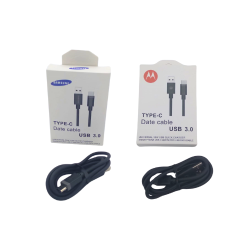 Cable de datos USB tipo C para Samsung y Motorola de 3 Amper. Engomado, alta resistencia y flexibilidad.
