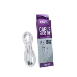 Cable micro USB V8, marca Dinax, carga rapida 5.1A, engomado, flexibilidad y resistencia. 2 metros de largo.