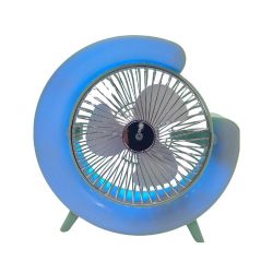 Ventilador de mesa portatil recargable, tres velocidades con luces